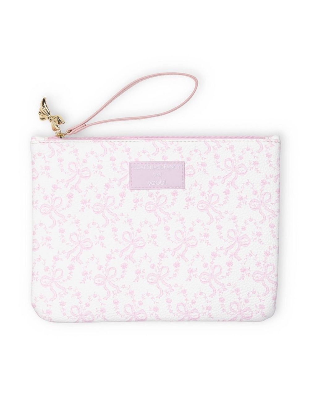 NWT LoveShackFancy x Target Yoobi Coquette Bow Flat Zip Pencil Case Chantilly 🎀